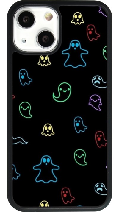iPhone 13 mini Case Hülle - Silikon schwarz Halloween 2024 colorful ghosts