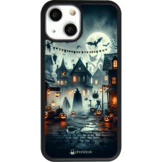 Coque iPhone 13 mini - Silicone rigide noir Halloween Spookville