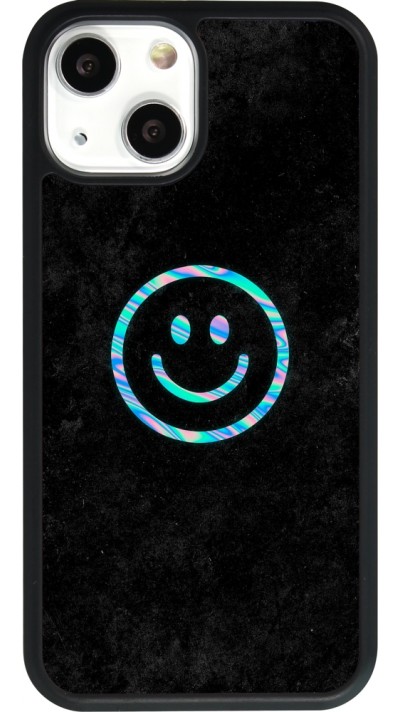 iPhone 13 mini Case Hülle - Silikon schwarz Happy smiley irisirt