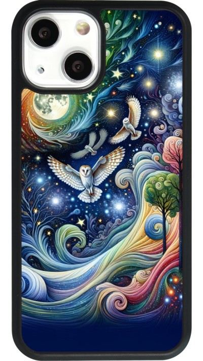 iPhone 13 mini Case Hülle - Silikon schwarz Fliegender Blumen-Eule
