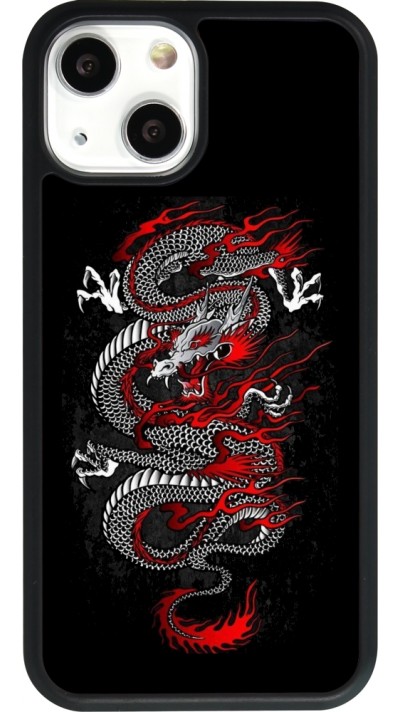 iPhone 13 mini Case Hülle - Silikon schwarz Japanese style Dragon Tattoo Red Black