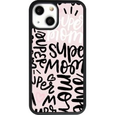 Coque iPhone 13 mini - Silicone rigide noir Mom 2024 Super mom