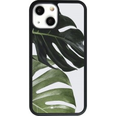 Coque iPhone 13 mini - Silicone rigide noir Monstera Plant