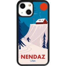 Coque iPhone 13 mini - Silicone rigide noir Nendaz Cabane Ski