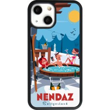 Coque iPhone 13 mini - Silicone rigide noir Nendaz Mountain Jacuzzi