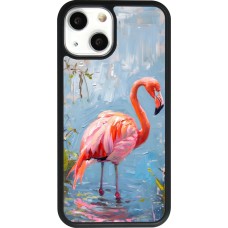 Coque iPhone 13 mini - Silicone rigide noir Paint Flamingo