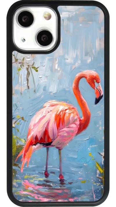 iPhone 13 mini Case Hülle - Silikon schwarz Paint Flamingo