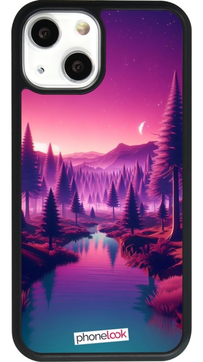 iPhone 13 mini Case Hülle - Silikon schwarz Lila-rosa Landschaft