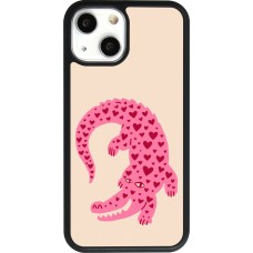 Coque iPhone 13 mini - Silicone rigide noir Pink crocodile 2026