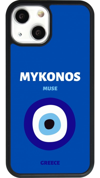 Coque iPhone 13 mini - Silicone rigide noir Pop Summer Destination Mykonos