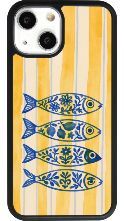 Coque iPhone 13 mini - Silicone rigide noir Portuguese fish 2026