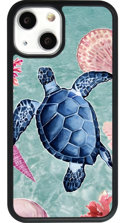 Coque iPhone 13 mini - Silicone rigide noir Preppy Turtle