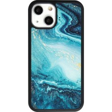 Coque iPhone 13 mini - Silicone rigide noir Sea Foam Blue