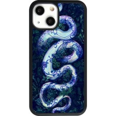 Coque iPhone 13 mini - Silicone rigide noir Serpent Blue Anaconda
