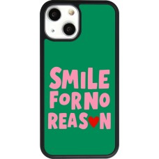 Coque iPhone 13 mini - Silicone rigide noir Smile for no reason 2026