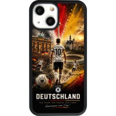 Coque iPhone 13 mini - Silicone rigide noir Football Allemagne splash 2026