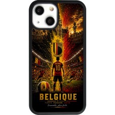 Coque iPhone 13 mini - Silicone rigide noir Football Belgique splash 2026