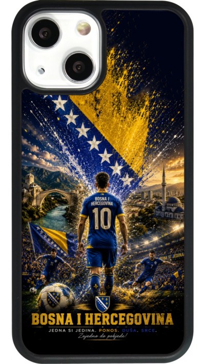 Coque iPhone 13 mini - Silicone rigide noir Football Bosnie-Herzégovine splash 2026