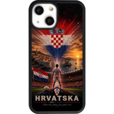 Coque iPhone 13 mini - Silicone rigide noir Football Croatie splash 2026