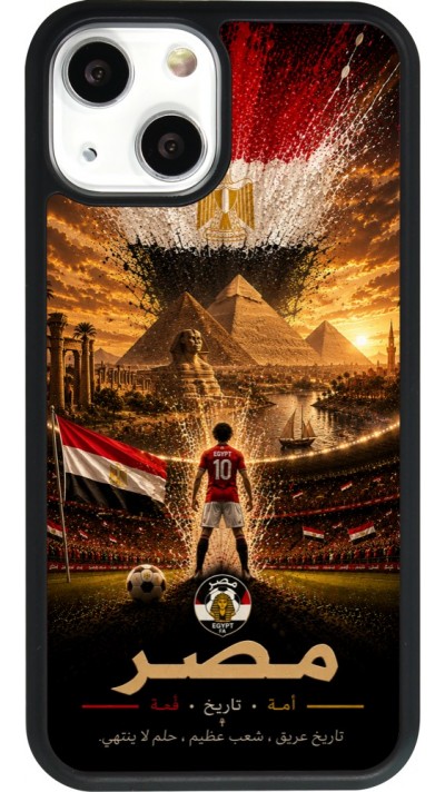 Coque iPhone 13 mini - Silicone rigide noir Football Égypte splash 2026