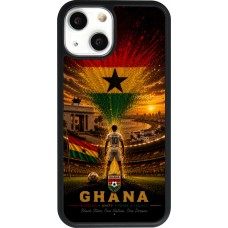 Coque iPhone 13 mini - Silicone rigide noir Football Ghana splash 2026