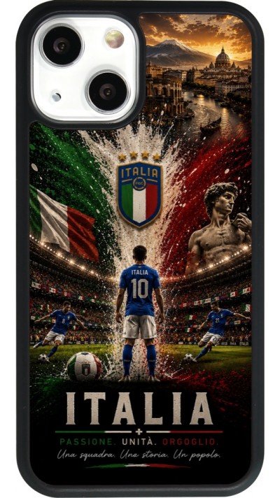 Coque iPhone 13 mini - Silicone rigide noir Football Italie splash 2026