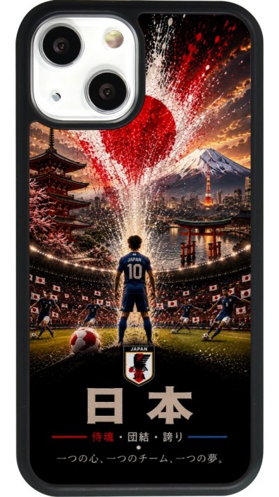 Coque iPhone 13 mini - Silicone rigide noir Football Japon splash 2026