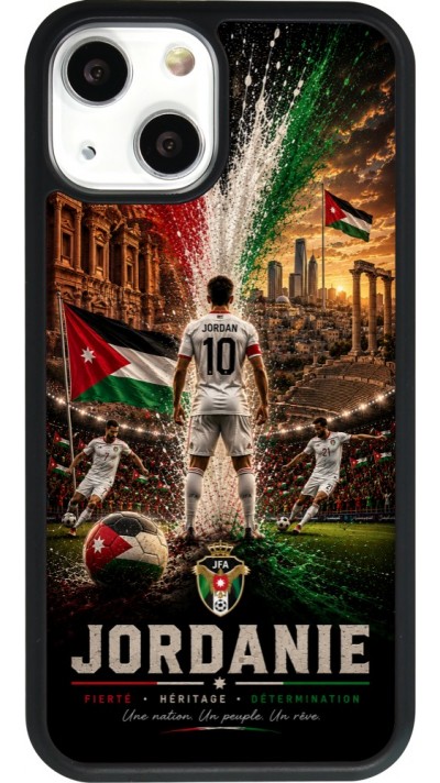 Coque iPhone 13 mini - Silicone rigide noir Football Jordanie splash 2026