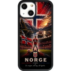 Coque iPhone 13 mini - Silicone rigide noir Football Norvège splash 2026