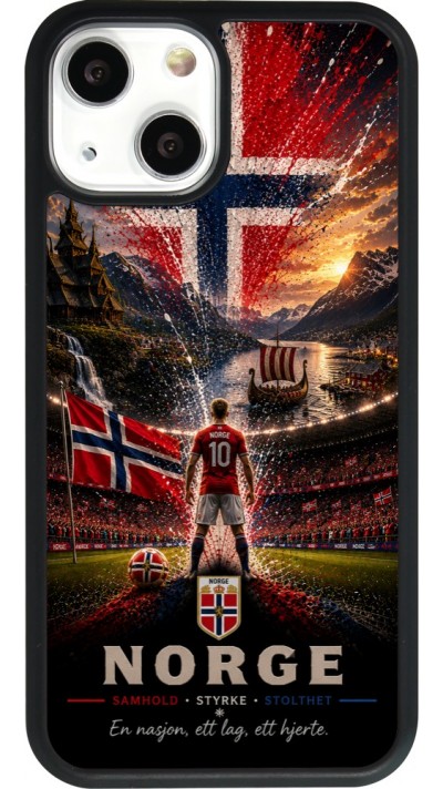 Coque iPhone 13 mini - Silicone rigide noir Football Norvège splash 2026