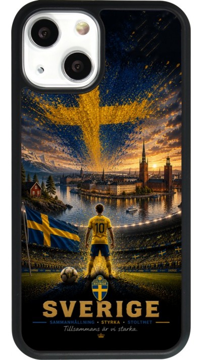 Coque iPhone 13 mini - Silicone rigide noir Football Suède splash 2026