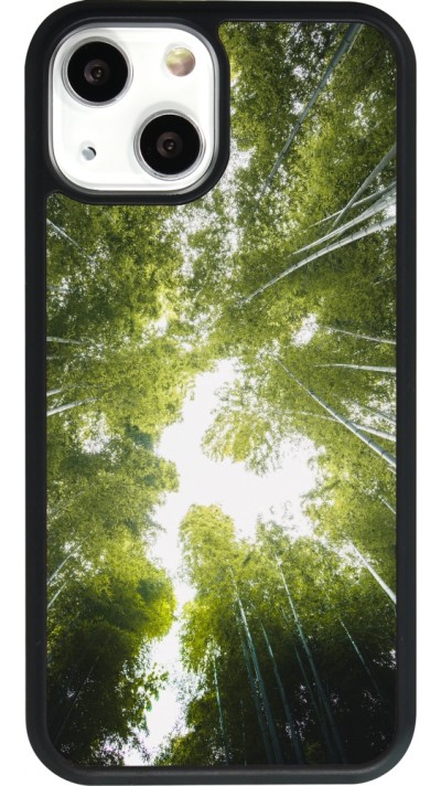 Coque iPhone 13 mini - Silicone rigide noir Spring 23 forest blue sky