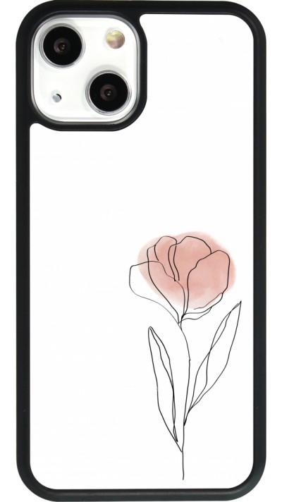 Coque iPhone 13 mini - Silicone rigide noir Spring 23 minimalist flower