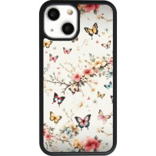 Coque iPhone 13 mini - Silicone rigide noir Spring 25 Papillons Légers