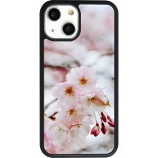 Coque iPhone 13 mini - Silicone rigide noir Cherry tree Spring 2026