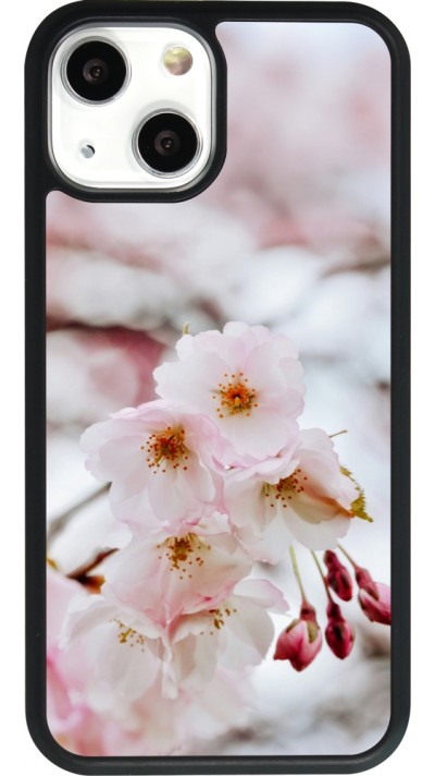 Coque iPhone 13 mini - Silicone rigide noir Cherry tree 2026