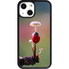 Coque iPhone 13 mini - Silicone rigide noir Ladybird on a mushroom 2026