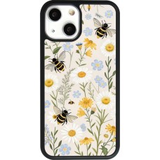 Coque iPhone 13 mini - Silicone rigide noir Pattern bees Spring 2026