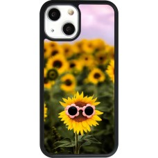 Coque iPhone 13 mini - Silicone rigide noir Sunflower with glasses Spring 2026