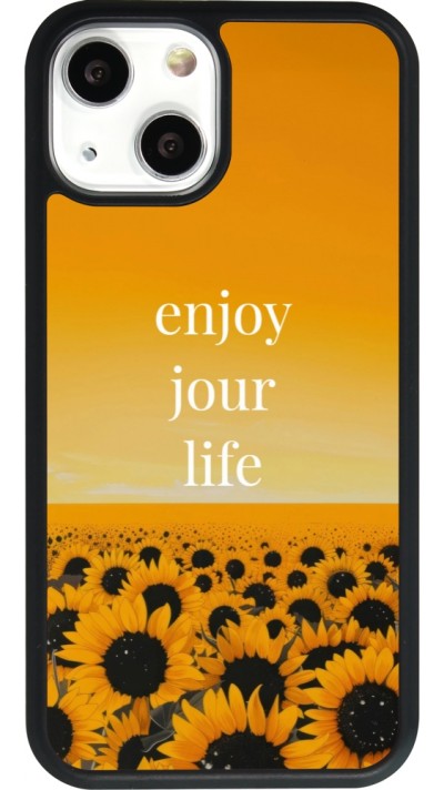 Coque iPhone 13 mini - Silicone rigide noir Summer 2025 Enjoy your life