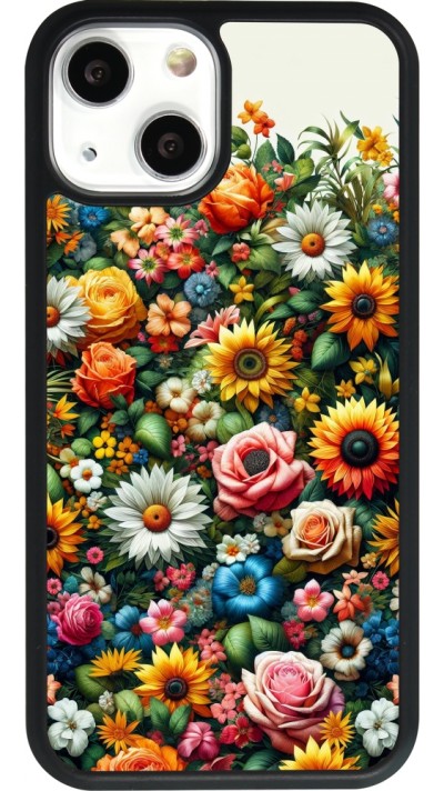 Coque iPhone 13 mini - Silicone rigide noir Summer Floral Pattern