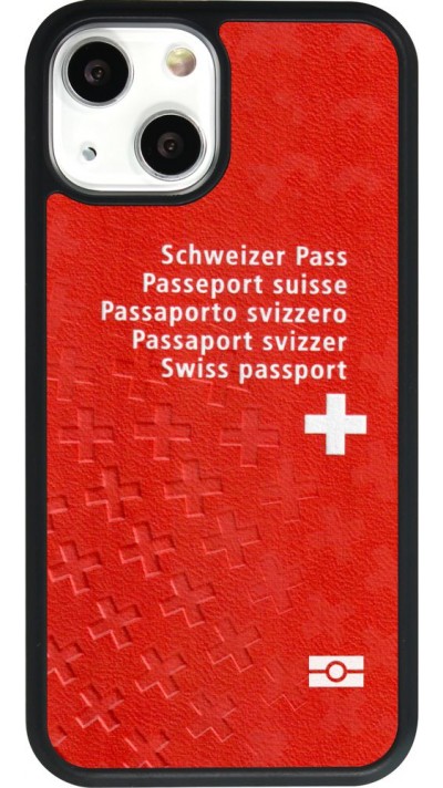 Coque iPhone 13 mini - Silicone rigide noir Swiss Passport