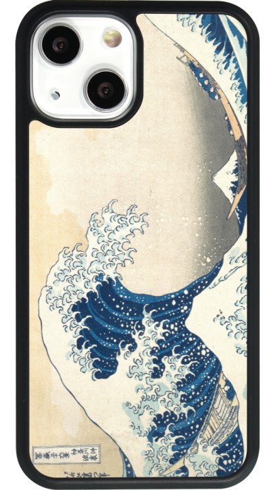 Coque iPhone 13 mini - Silicone rigide noir Tableau art - La Grande Vague de Kanagawa - Hokusai