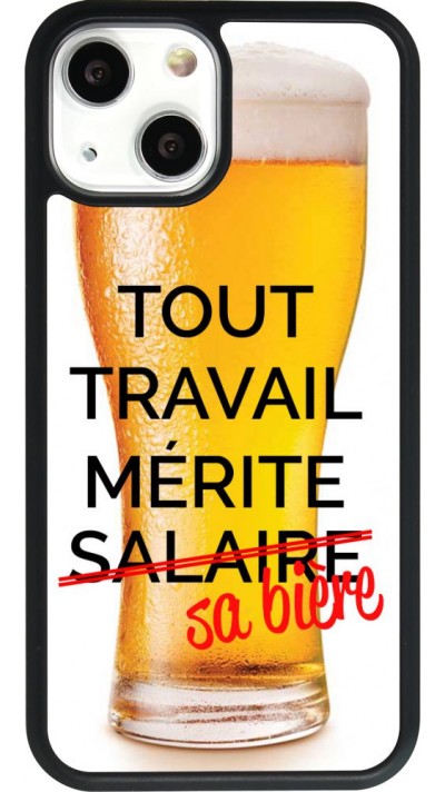 Coque iPhone 13 mini - Silicone rigide noir Tout travail mérite sa bière