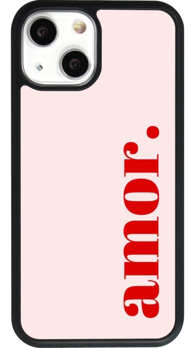 Coque iPhone 13 mini - Silicone rigide noir Valentine 2024 amor
