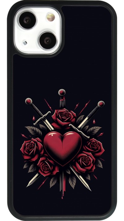 Coque iPhone 13 mini - Silicone rigide noir Valentine 2024 gothic love