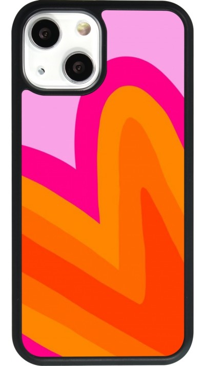 Coque iPhone 13 mini - Silicone rigide noir Valentine 2024 heart gradient