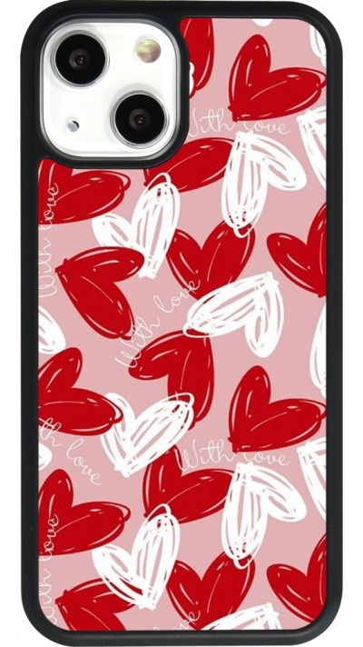Coque iPhone 13 mini - Silicone rigide noir Valentine 2024 with love heart