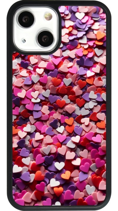 Coque iPhone 13 mini - Silicone rigide noir Valentine 2025 Confetti