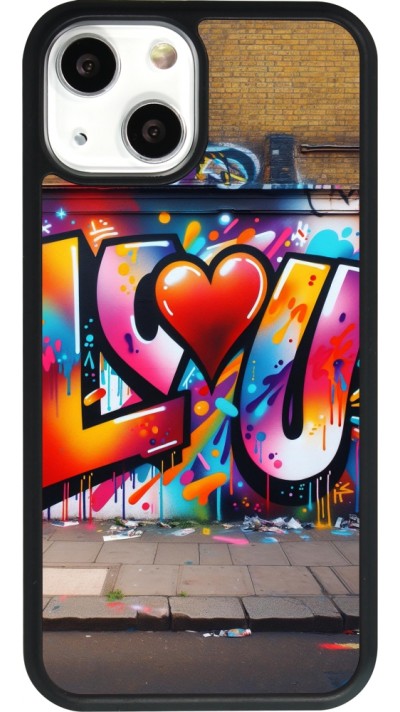 Coque iPhone 13 mini - Silicone rigide noir Valentine 2025 Love U Tag
